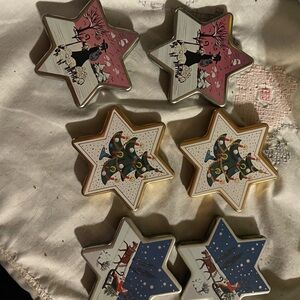 Vintage Holiday Star-Shaped Tins Set Swiss made